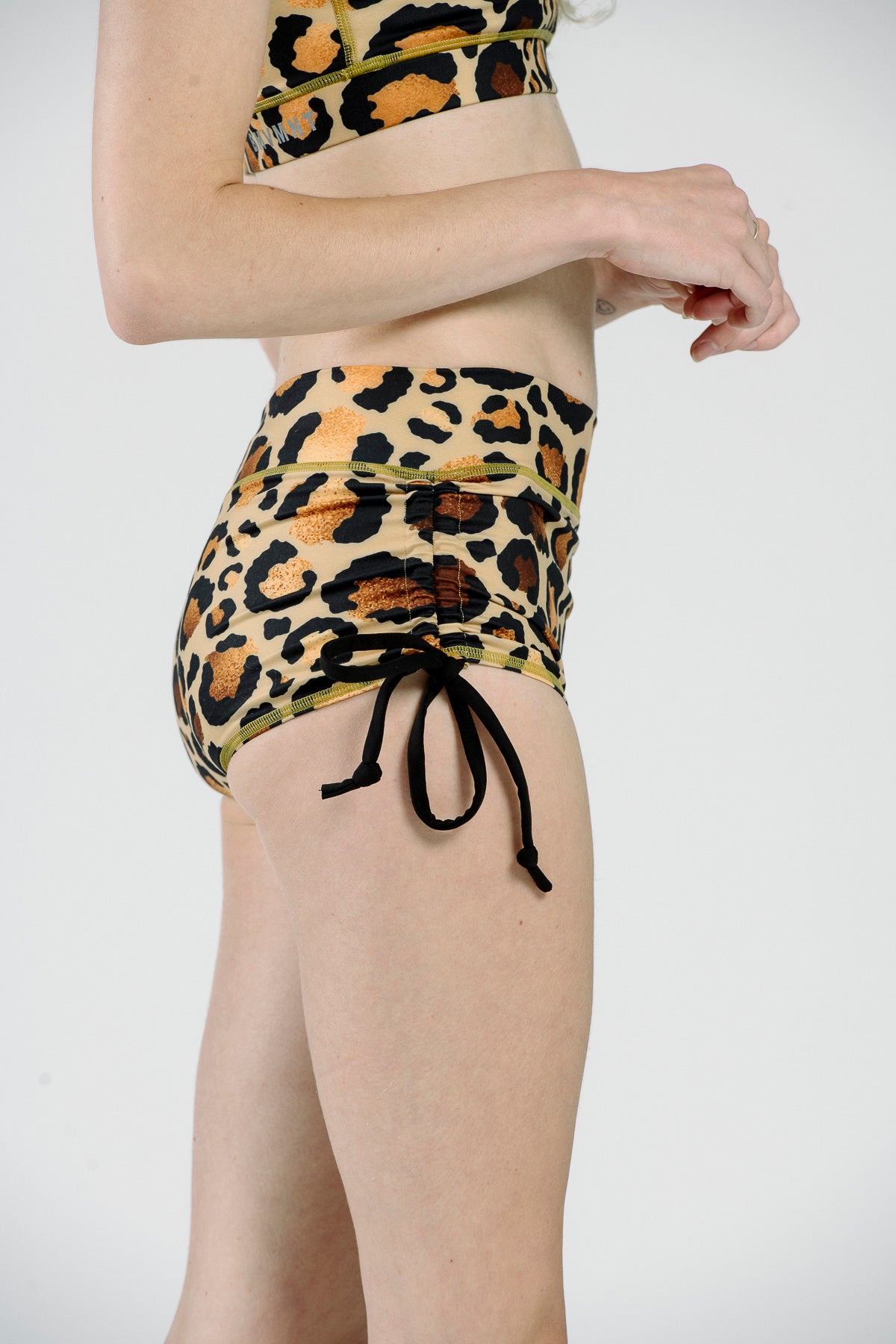 OG Side Tie Shorts - Gold + Tan Leopard